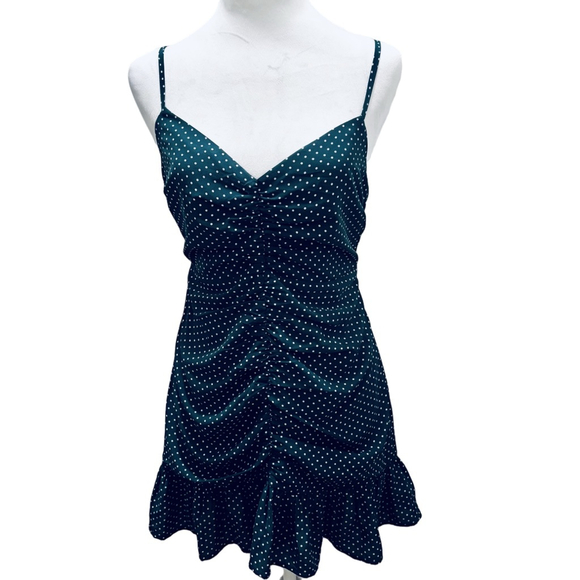 Urban Outfitters New Green Polka Dot Mini Dress S - Picture 4 of 12